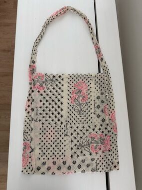 Free People Boho Patchwork Tote Bag Floral Star Print Canvas Shoulder Bag